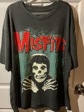 Misfits Mineral Washed Charcoal Colored Graphic Band Tee